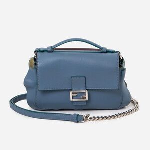 Fendi Tri-Color Vitello Dolce Wave Double Baguette Crossbody Bag